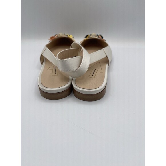 Pokemaoke Women Sandals 3D Flowers Ivory Satin Floral Slingback Formal Shoe 39 - Picture 3 of 8